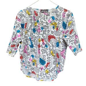JUST FITZ | Vintage Keith Haring All-Over-Print Retro 80s Pop Art Graphic Shirt